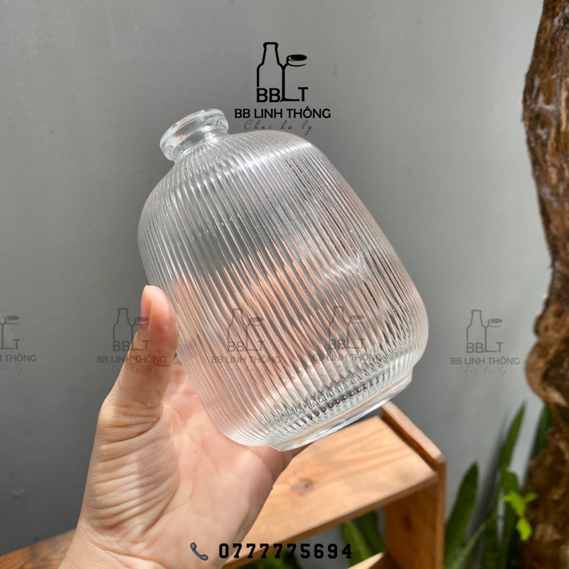 Chai thuỷ tinh bầu tròn sọc 500ml