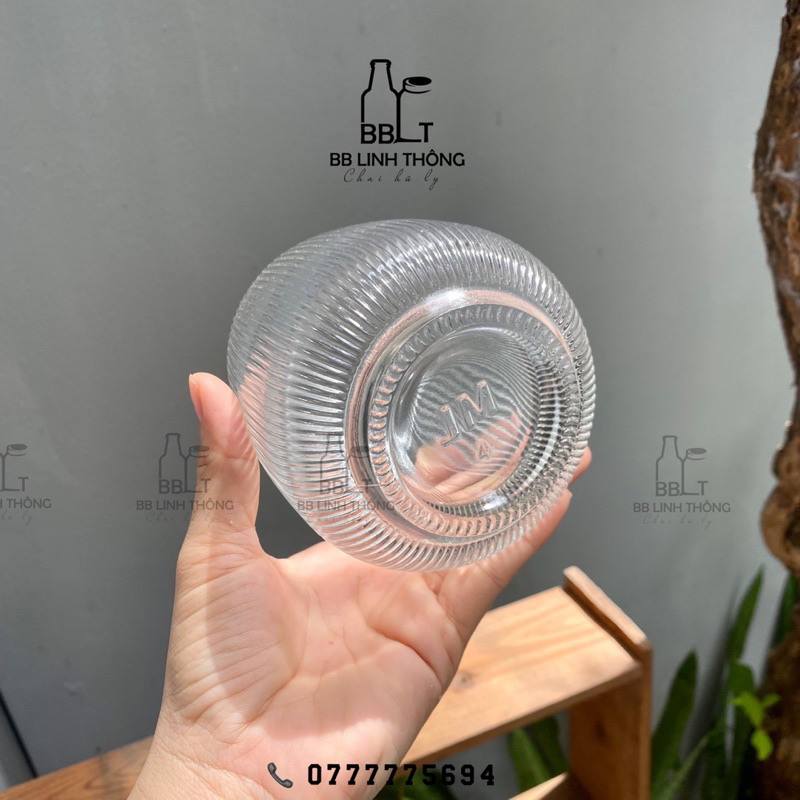 Chai thuỷ tinh bầu tròn sọc 500ml
