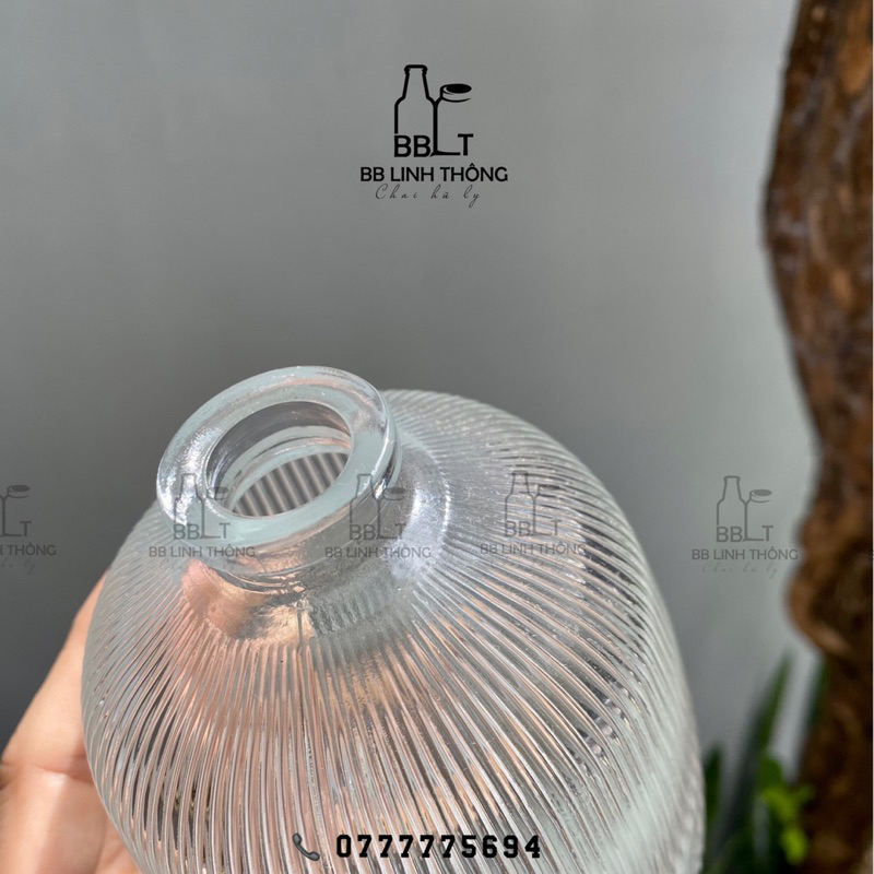 Chai thuỷ tinh bầu tròn sọc 500ml