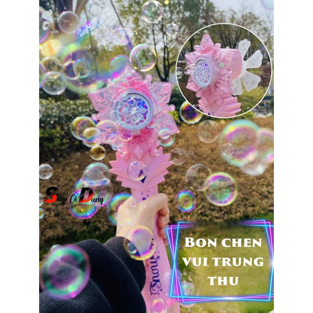 Đồ Chơi Gậy Phép Thuật Thổi Bong Bóng mẫu bông tuyết Dành Cho Bé Có Nhạc kèm Dung Dịch Bong Bóng