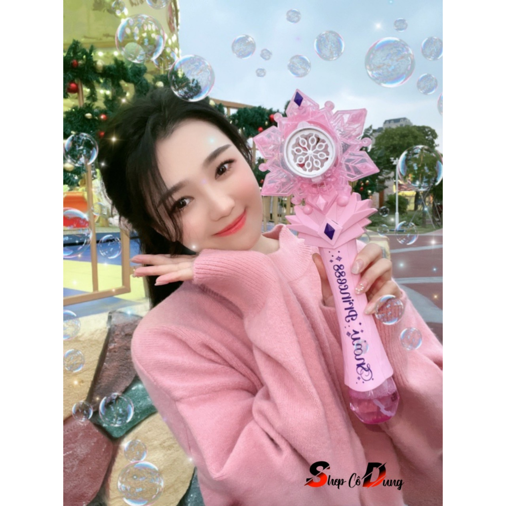 Đồ Chơi Gậy Phép Thuật Thổi Bong Bóng mẫu bông tuyết Dành Cho Bé Có Nhạc kèm Dung Dịch Bong Bóng