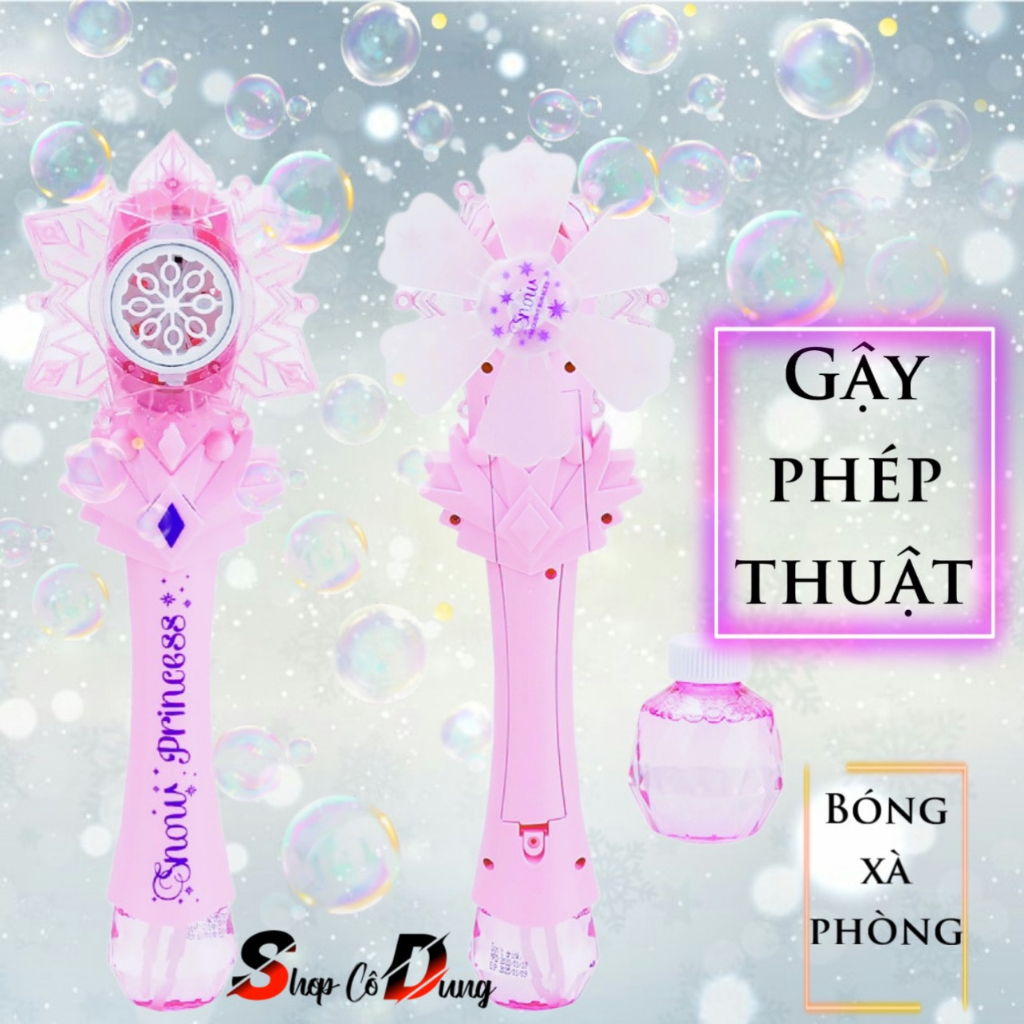 Đồ Chơi Gậy Phép Thuật Thổi Bong Bóng mẫu bông tuyết Dành Cho Bé Có Nhạc kèm Dung Dịch Bong Bóng