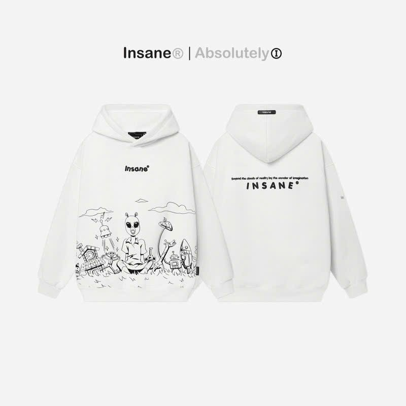 Áo Hoodie  nam nữ Unisex in Hoạt Hình Người Máy Kèm Logo insane ngộ nghĩnh phong cách mới bao đẹp tp GKM Fashion