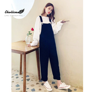 Yếm jeans dài trơn Chollima YJ001 phong cách hàn quốc