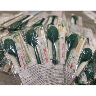  Set 100 Combo OPP Muỗng Nhựa - Đũa gỗ - Thìa - Tăm - Giấy ăn - Lời cảm ơn dùng cho đồ ăn mang đi 