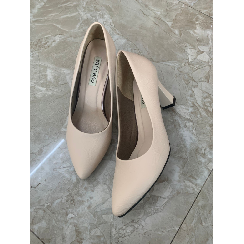 Giày cao gót thời trang công sở siêu êm chân 3cm,5cm,7cm Màu Đen và Kem,Giày Công Sở Nữ Mũi Nhọn,sang trọng lịch lãm.