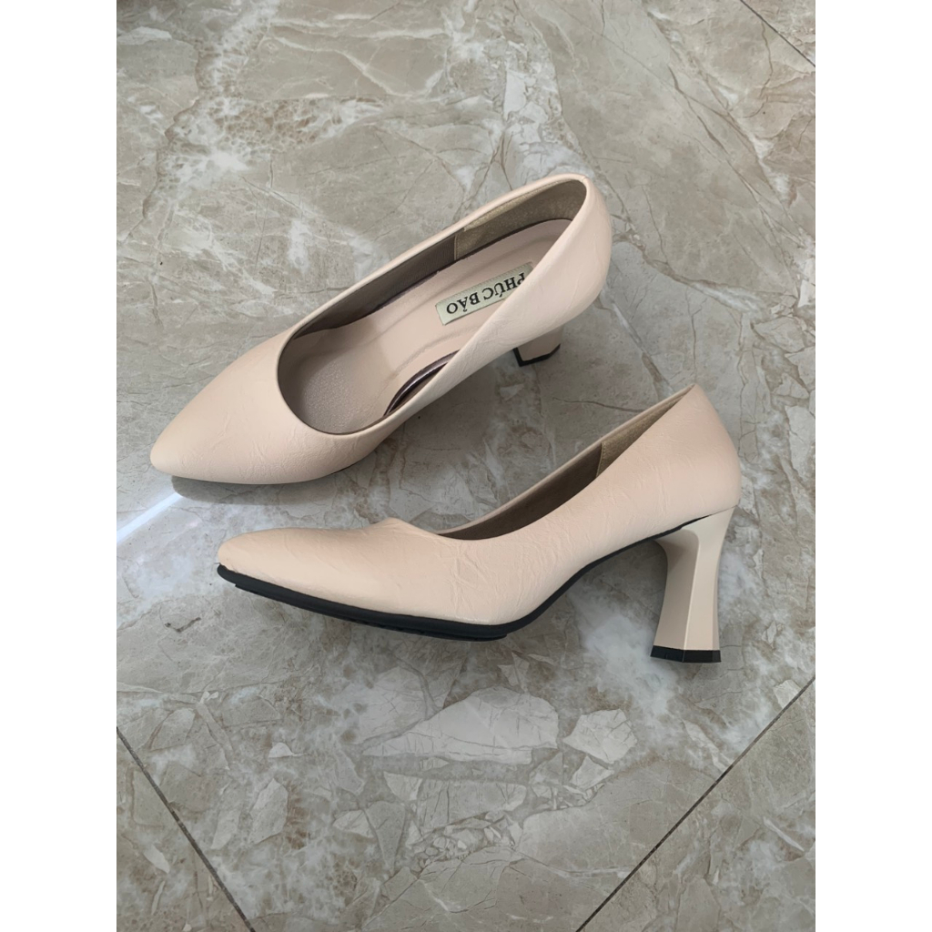 Giày cao gót thời trang công sở siêu êm chân 3cm,5cm,7cm Màu Đen và Kem,Giày Công Sở Nữ Mũi Nhọn,sang trọng lịch lãm.