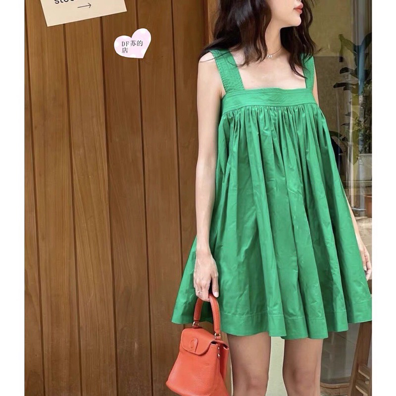 (Thanh Lí) Đầm Baby Doll Hở Lưng Xanh