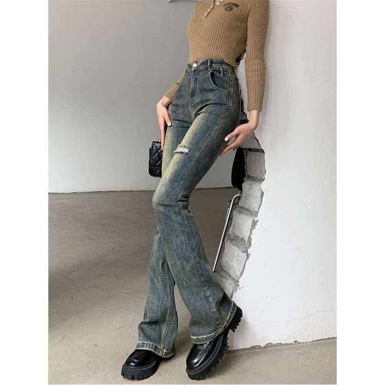 Quần Loe Rách Girl Phố , Quần Jean Bò Ống Loe Rách 1 Bên Siêu Cá Tính Chất Co Giãn 2023 Đ01 | BigBuy360 - bigbuy360.vn