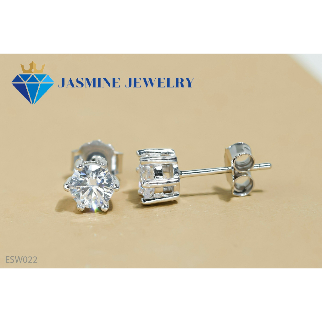 Bông tai bạc xi bạch kim đính đá Cubic Zirconia - Mẫu số 22