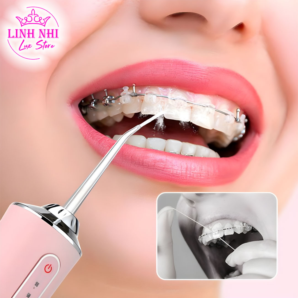 Máy tăm nước cầm tay du lịch Oral Irrigator 6886A bản rút gọn quốc tế chuẩn nha sĩ khuyên dùng mẫu mới 2023 - Linh Nhi L