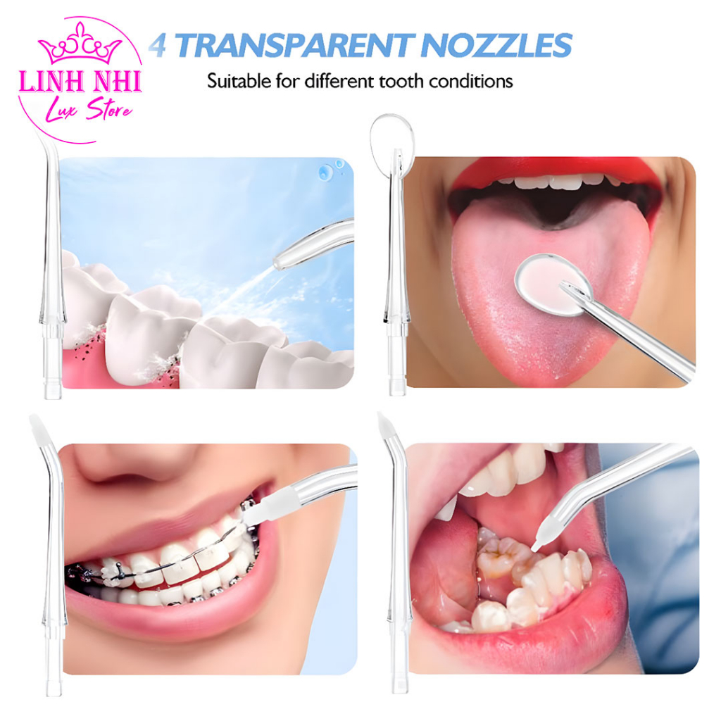 Máy tăm nước cầm tay du lịch Oral Irrigator 6886A bản rút gọn quốc tế chuẩn nha sĩ khuyên dùng mẫu mới 2023 - Linh Nhi L