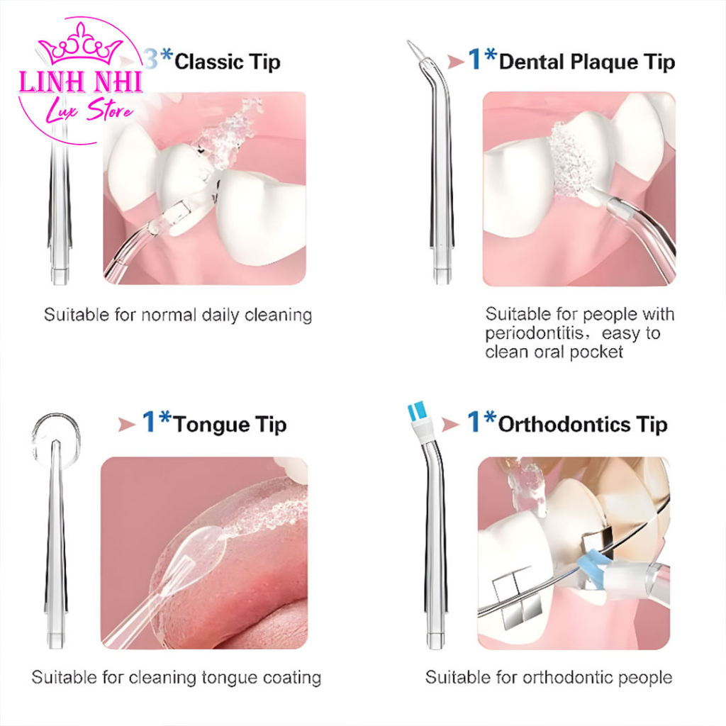 Máy tăm nước cầm tay du lịch Oral Irrigator 6886A bản rút gọn quốc tế chuẩn nha sĩ khuyên dùng mẫu mới 2023 - Linh Nhi L