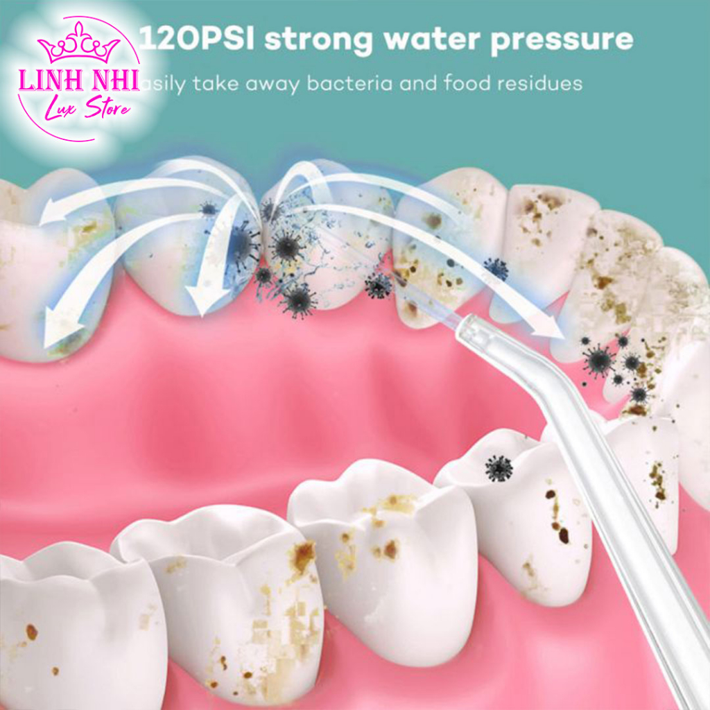 Máy tăm nước cầm tay du lịch Oral Irrigator 6886A bản rút gọn quốc tế chuẩn nha sĩ khuyên dùng mẫu mới 2023 - Linh Nhi L