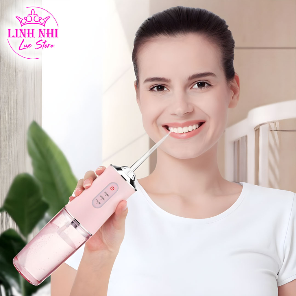 Máy tăm nước cầm tay du lịch Oral Irrigator 6886A bản rút gọn quốc tế chuẩn nha sĩ khuyên dùng mẫu mới 2023 - Linh Nhi L