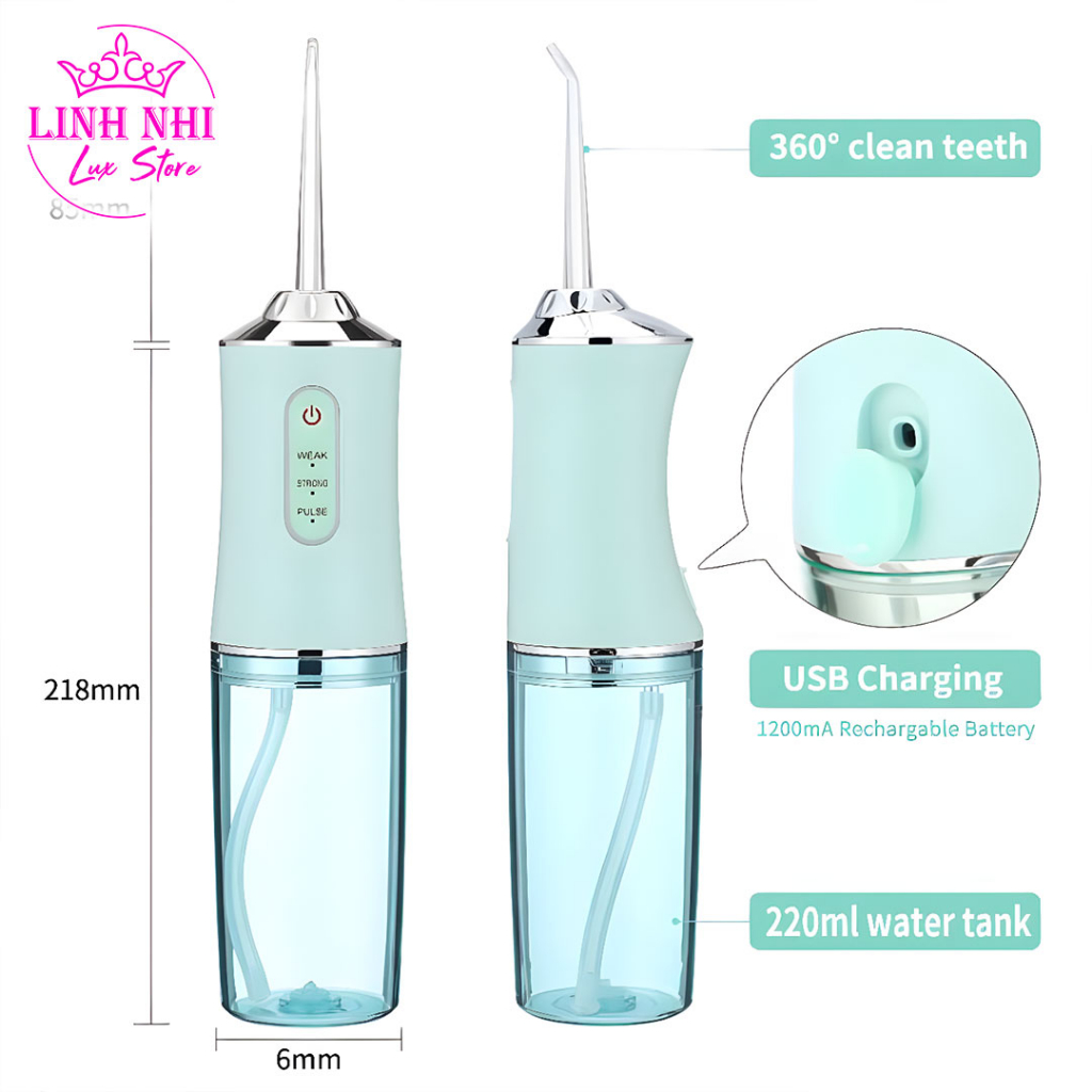 Máy tăm nước cầm tay du lịch Oral Irrigator 6886A bản rút gọn quốc tế chuẩn nha sĩ khuyên dùng mẫu mới 2023 - Linh Nhi L