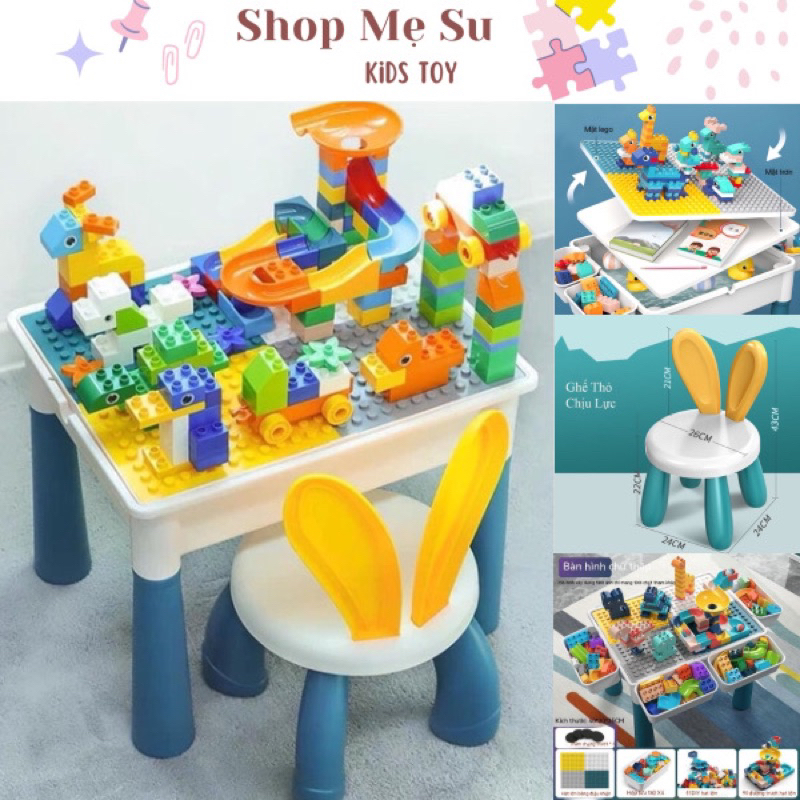 Bộ Bàn Le.go Cho Bé Đa Năng 110 Chi Tiết Cao Cấp Kèm Ghế Cho Bé thỏa sức sáng tạo