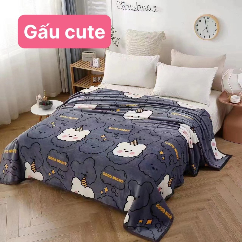 Chăn Lông Tuyết Sữa Hàn Quốc In Hình Siêu Đẹp Siêu Mềm 2mx2m3