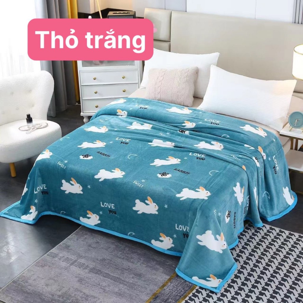 Chăn Lông Tuyết Sữa Hàn Quốc In Hình Siêu Đẹp Siêu Mềm 2mx2m3