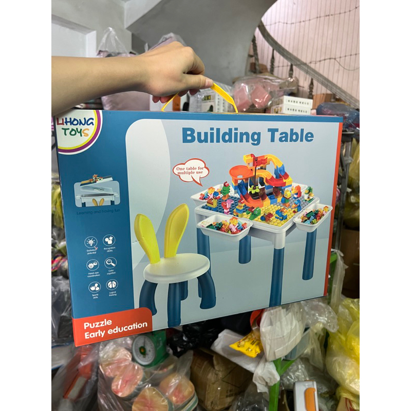 Bộ Bàn Le.go Cho Bé Đa Năng 110 Chi Tiết Cao Cấp Kèm Ghế Cho Bé thỏa sức sáng tạo