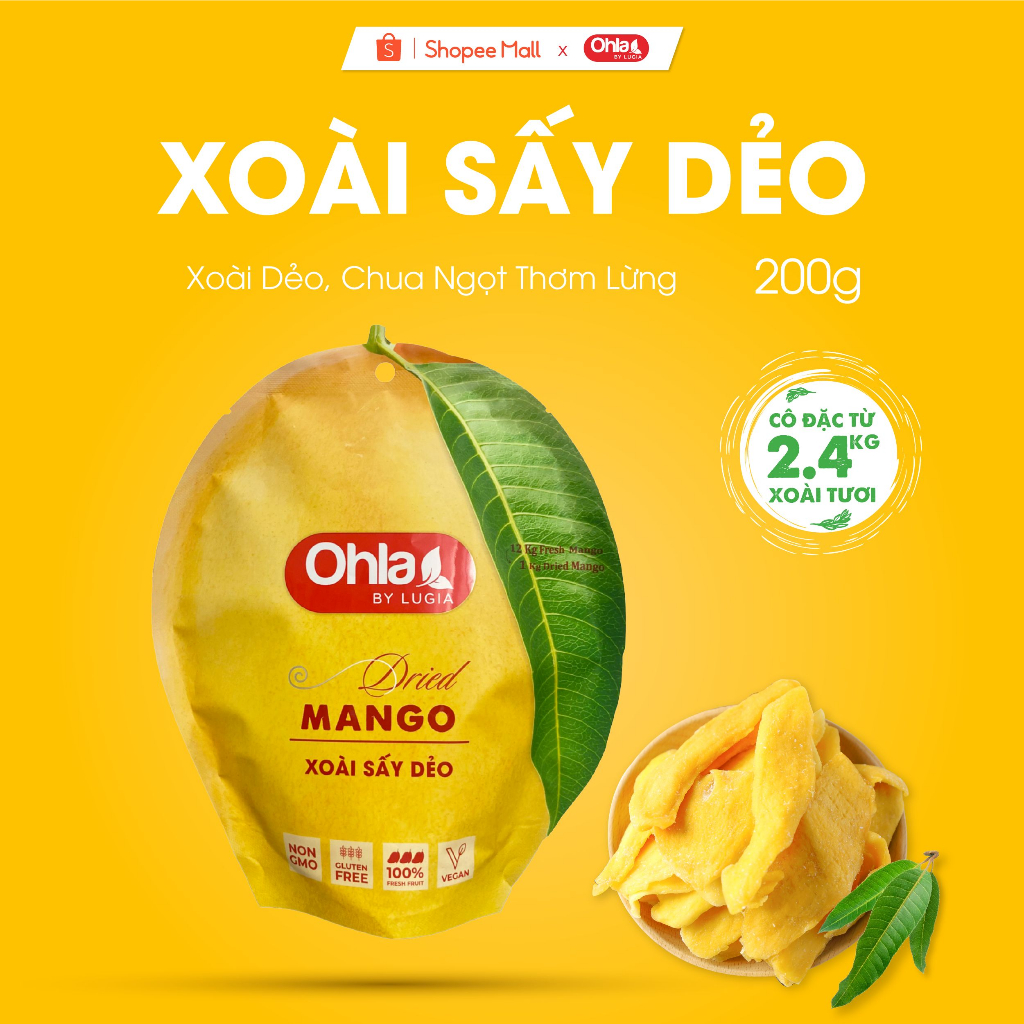 Xoài sấy dẻo Ohla ( túi trái xoài)_200g