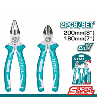 Bô 2 kìm răng 8 inch và kìm cắt 7 inch thép cr-v total tht2k0205