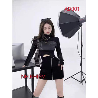 Áo da pha phông dày dặn croptop