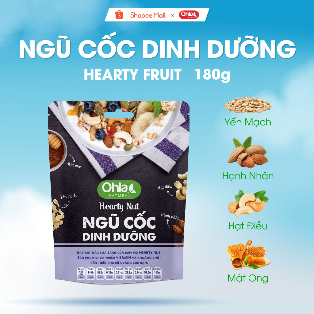Ngũ Cốc Dinh Dưỡng Hearty Nut Ohla 180g