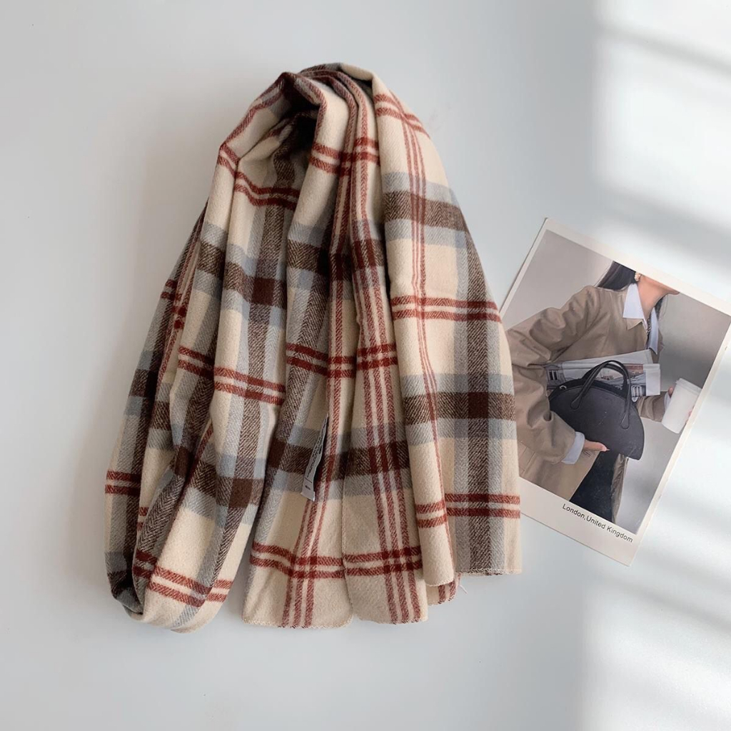 KHĂN CHOÀNG CHẤT LEN MỊN HỌA TIẾT CARO MÙA ĐÔNG