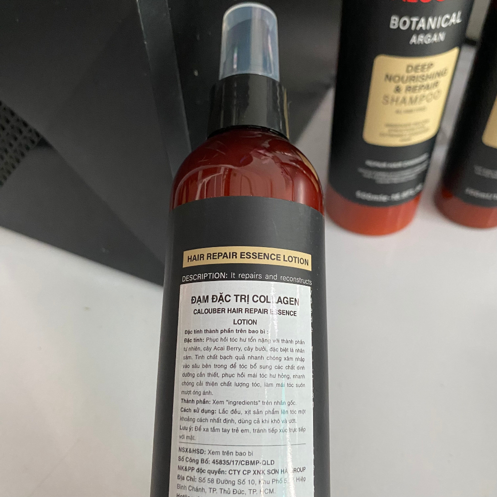 Xịt dưỡng tóc siêu mềm mượt, phục hồi tóc COLLAGEN Hair Repair Essence Lotion Caluo.Ber 300ml