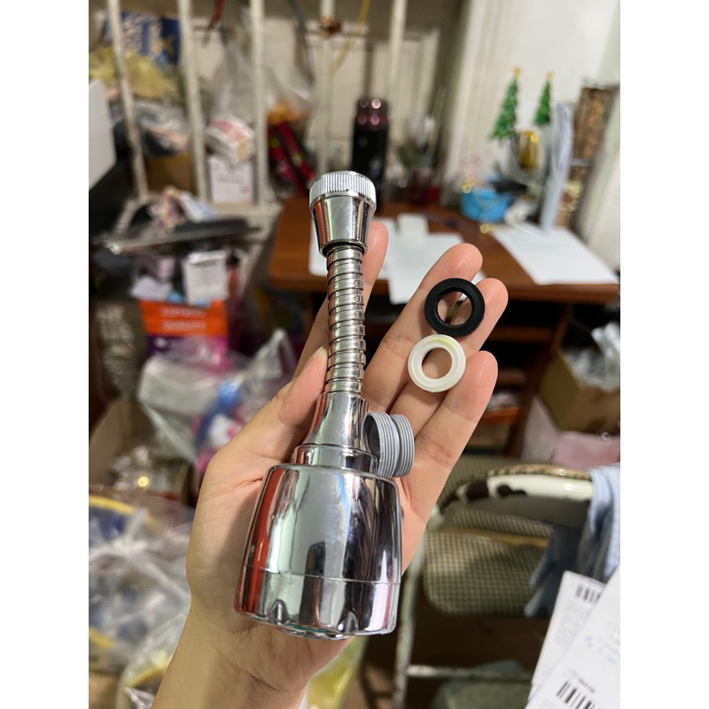 Đầu Vòi Tăng Áp Inox Dài 18cm Xoay 360 Độ