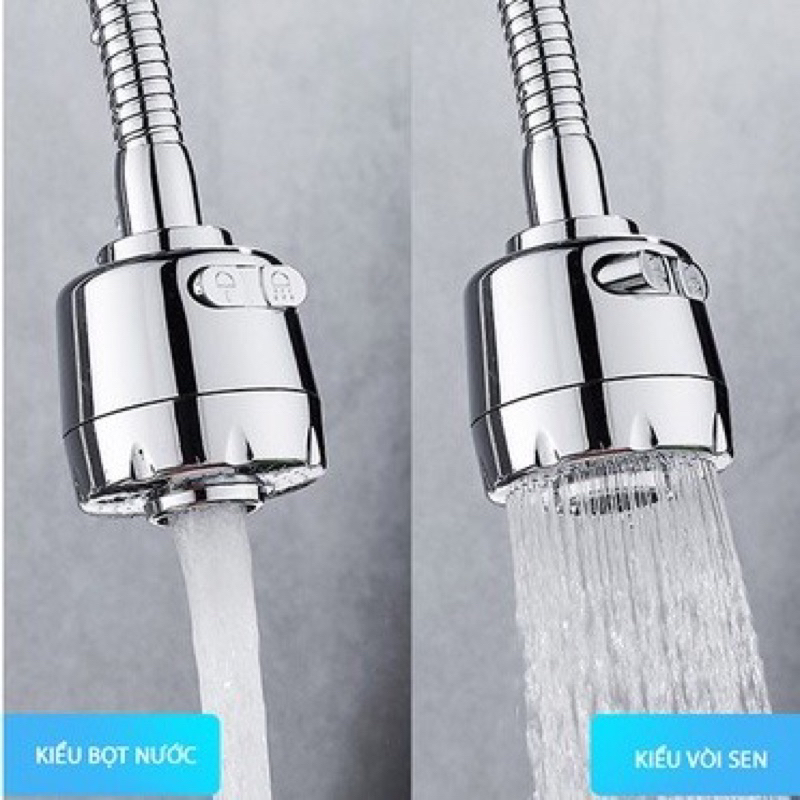 Đầu Vòi Tăng Áp Inox Dài 18cm Xoay 360 Độ