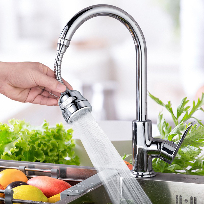 Đầu Vòi Tăng Áp Inox Dài 18cm Xoay 360 Độ