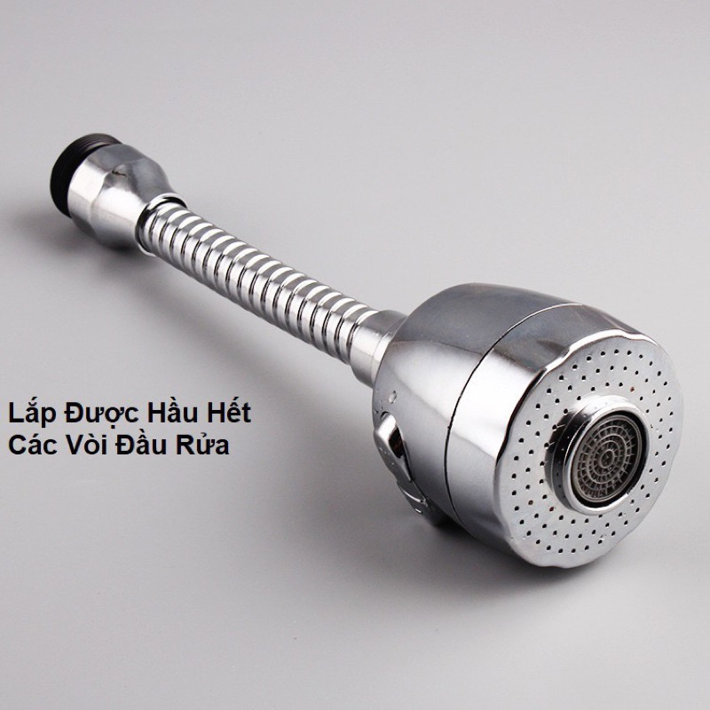 Đầu Vòi Tăng Áp Inox Dài 18cm Xoay 360 Độ