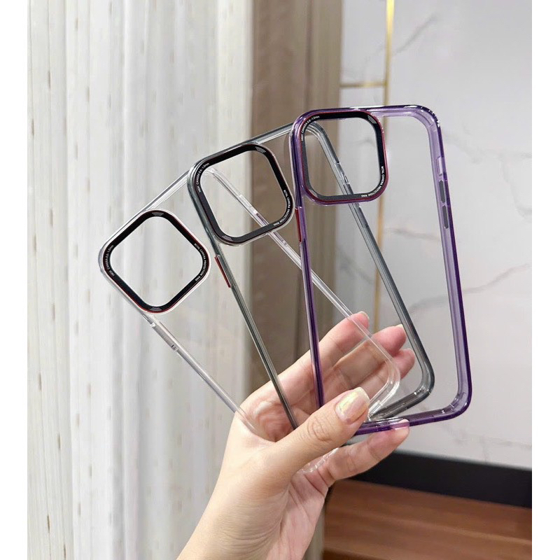 Ốp lưng viền màu kim loại Iphone 15 Pro, 15 Pro Max, 14 Pro Max, 13 Pro Max hãng LIKGUS chống ố vàng