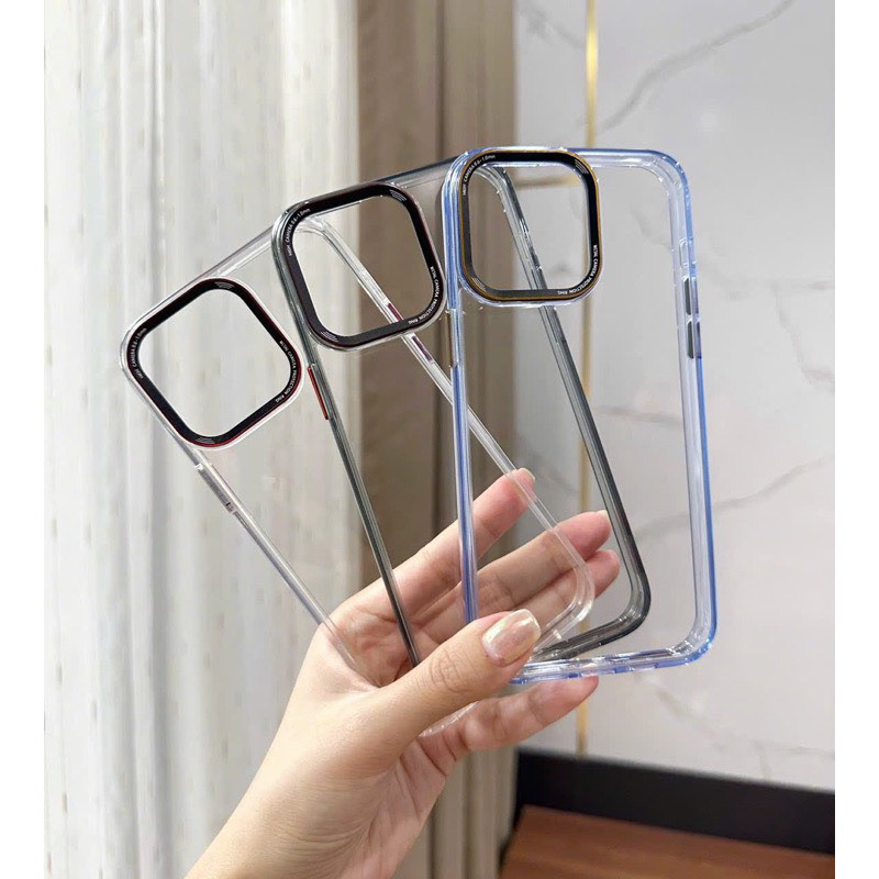 Ốp lưng viền màu kim loại Iphone 15 Pro, 15 Pro Max, 14 Pro Max, 13 Pro Max hãng LIKGUS chống ố vàng