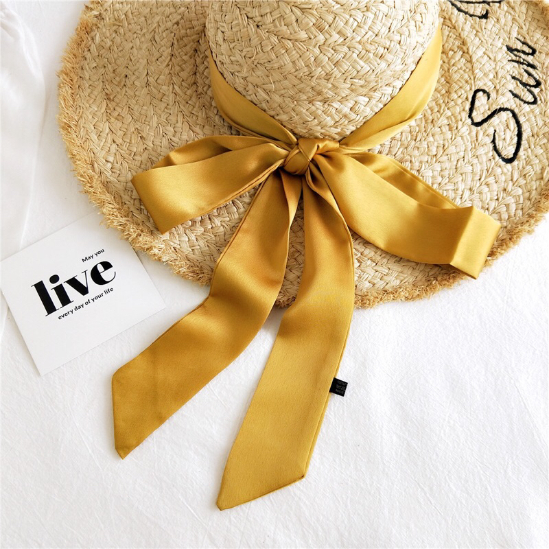 Khăn lụa satin nơ cổ áo 5x195cm