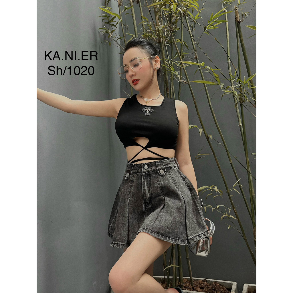 Chân váy jeans dáng xòe