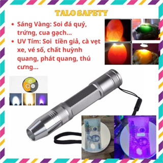 Đèn pin UV tia cực tím soi cua gạch, đá quý, trứng, tiền giả, cà vẹt giấy tờ xe, Chát huỳnh quang