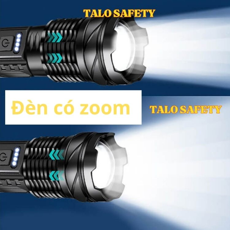 Đèn pin A76 pin 18650 tích hợp, led laser sáng xa và gom, sạc type C