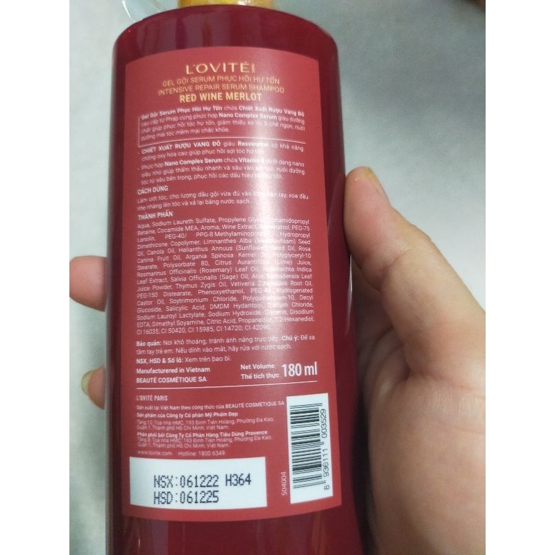 Dầu gội lovite serum Nano 180 ml