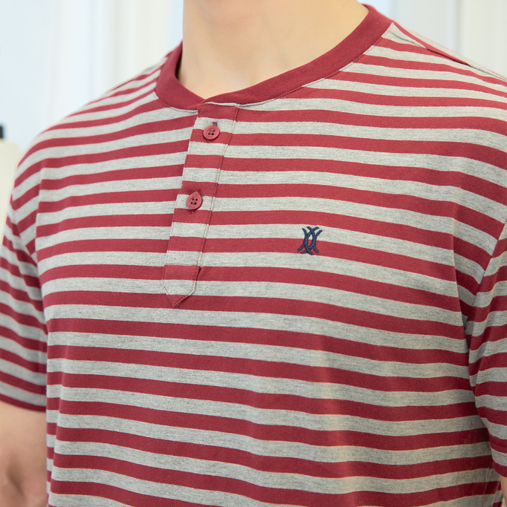 Áo thun nam DGCs thiết kế cổ tàu ngắn tay dáng suông, họa tiết kẻ năng động trẻ trung SATBB03M