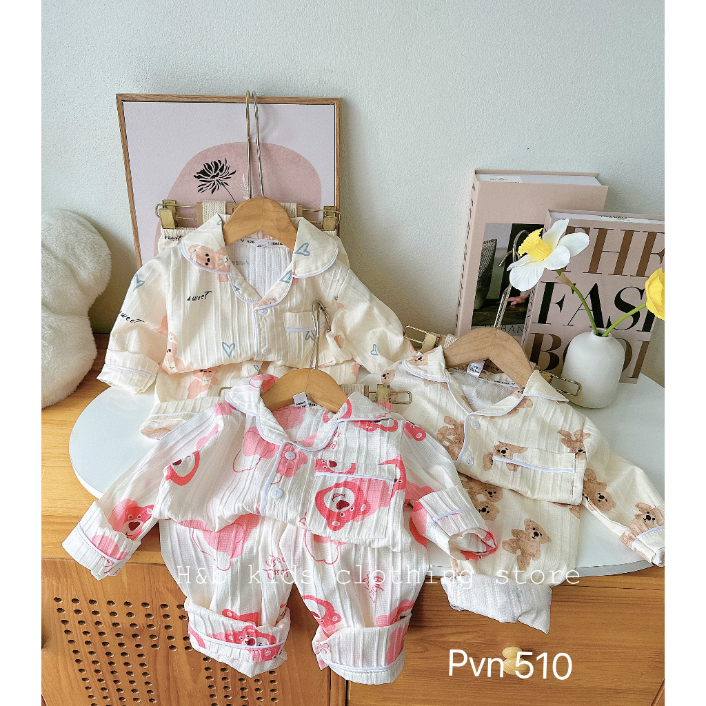 Bộ Pijama Dài In Hình Dễ Thương Cho Bé Gái