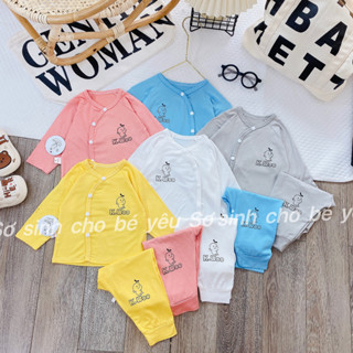 (XẢ HÀNG CHUẨN)(MS42)Bộ dài tay thun lạnh xuân hè cúc chéo quần đáp đũng siêu mềm mát cho bé