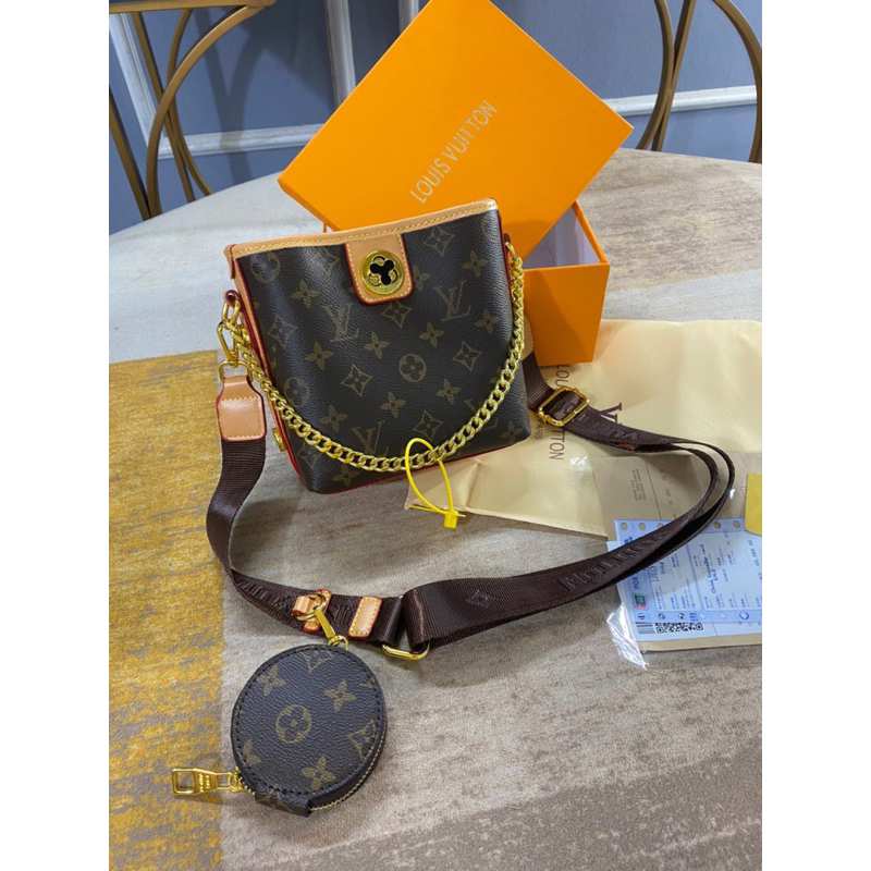 Túi LV dáng chậu kèm ví