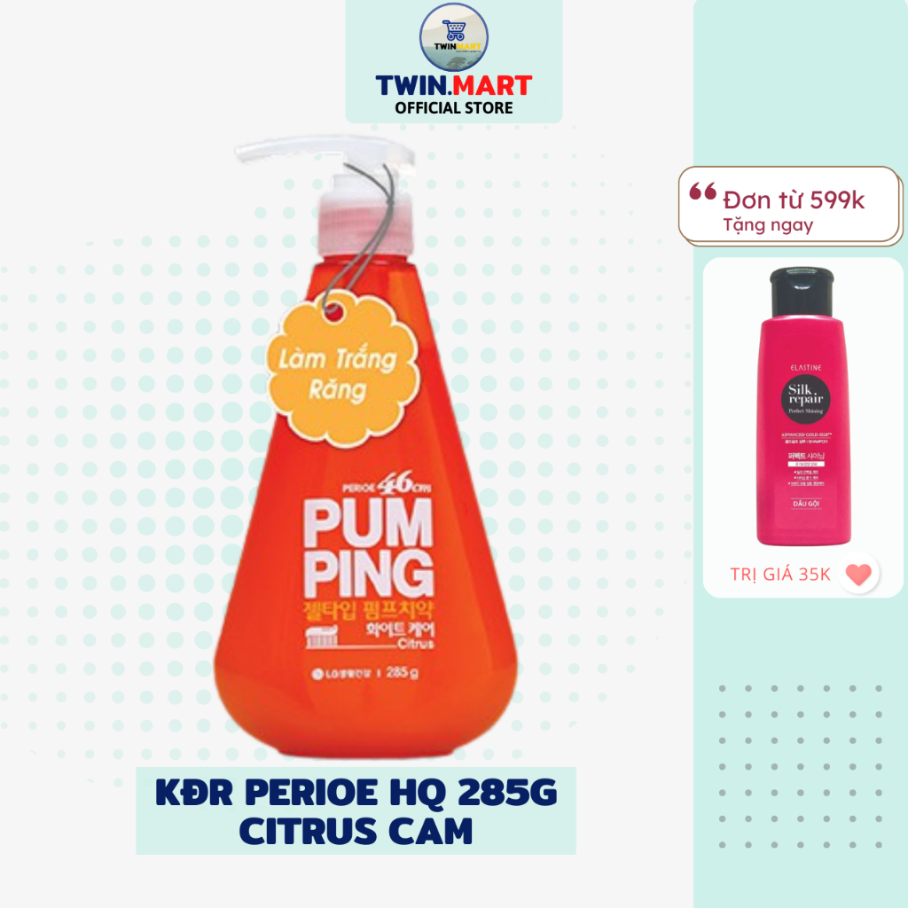 Chai Kem Đánh Răng Perioe Pumping Hàn Quốc Citrus hương Cam 285g siêu tiết kiệm