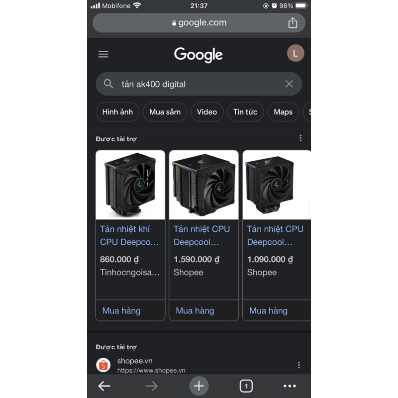Tản nhiệt CPU Deepcool AK400 Digital Black | Hàng Nhập khẩu