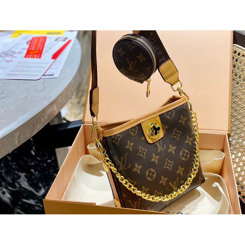 Túi LV dáng chậu kèm ví