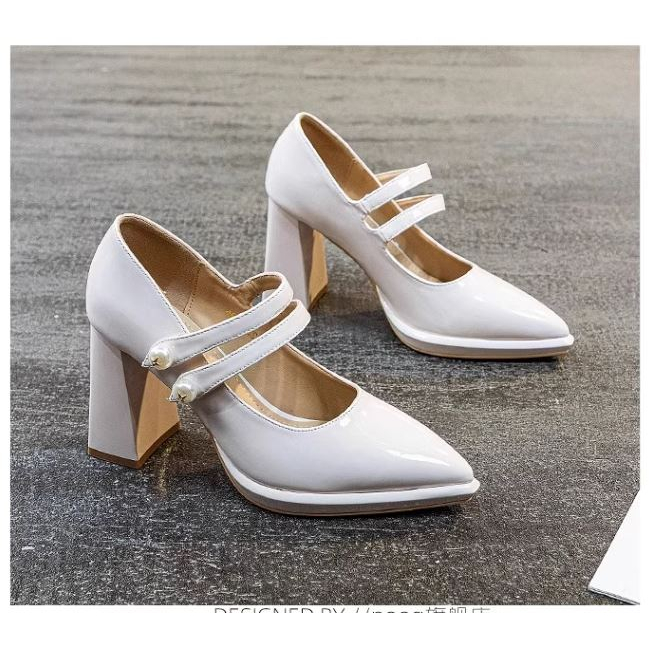 Giày Đế Cao Gót Vuông Lolita Vintage Phong Cách Rento Ulzzang Quảng Châu Hot 2023