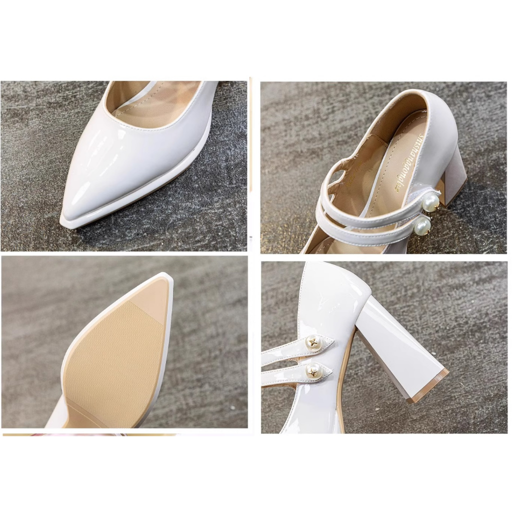 Giày Đế Cao Gót Vuông Lolita Vintage Phong Cách Rento Ulzzang Quảng Châu Hot 2023